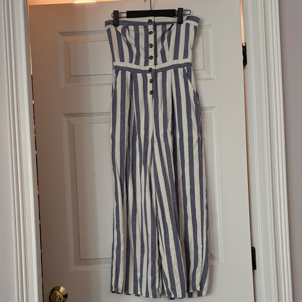 Striped Blue and White American Eagle Jumpsuit